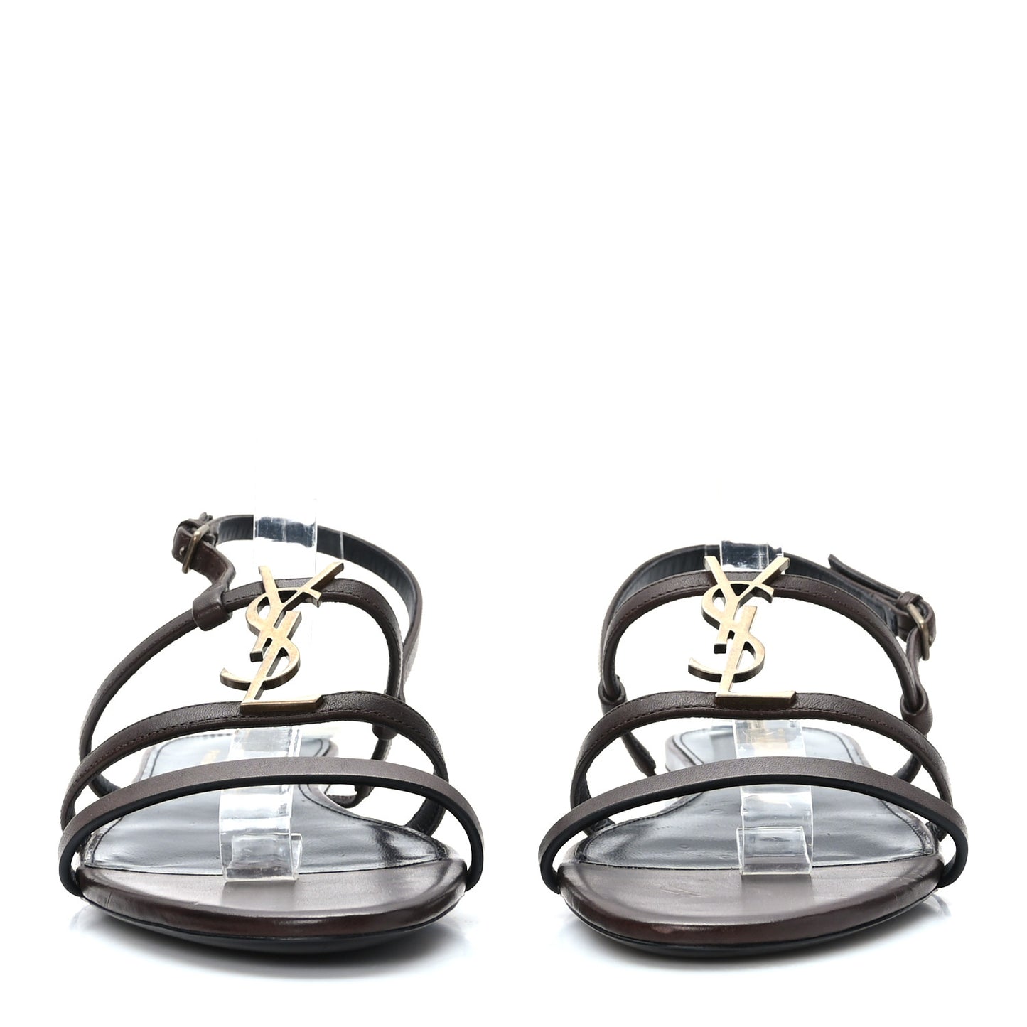 Calfskin Cassandra Monogram Sandals 39.5 Moro