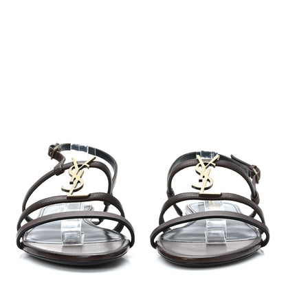 Saint Laurent Calfskin Cassandra Monogram Sandals 39.5 Moro 2 of 9