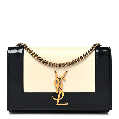 Saint Laurent Nappa Patent Calfskin Two-Toned Small Monogram Kate Satchel Alabastro Black 1 of 11
