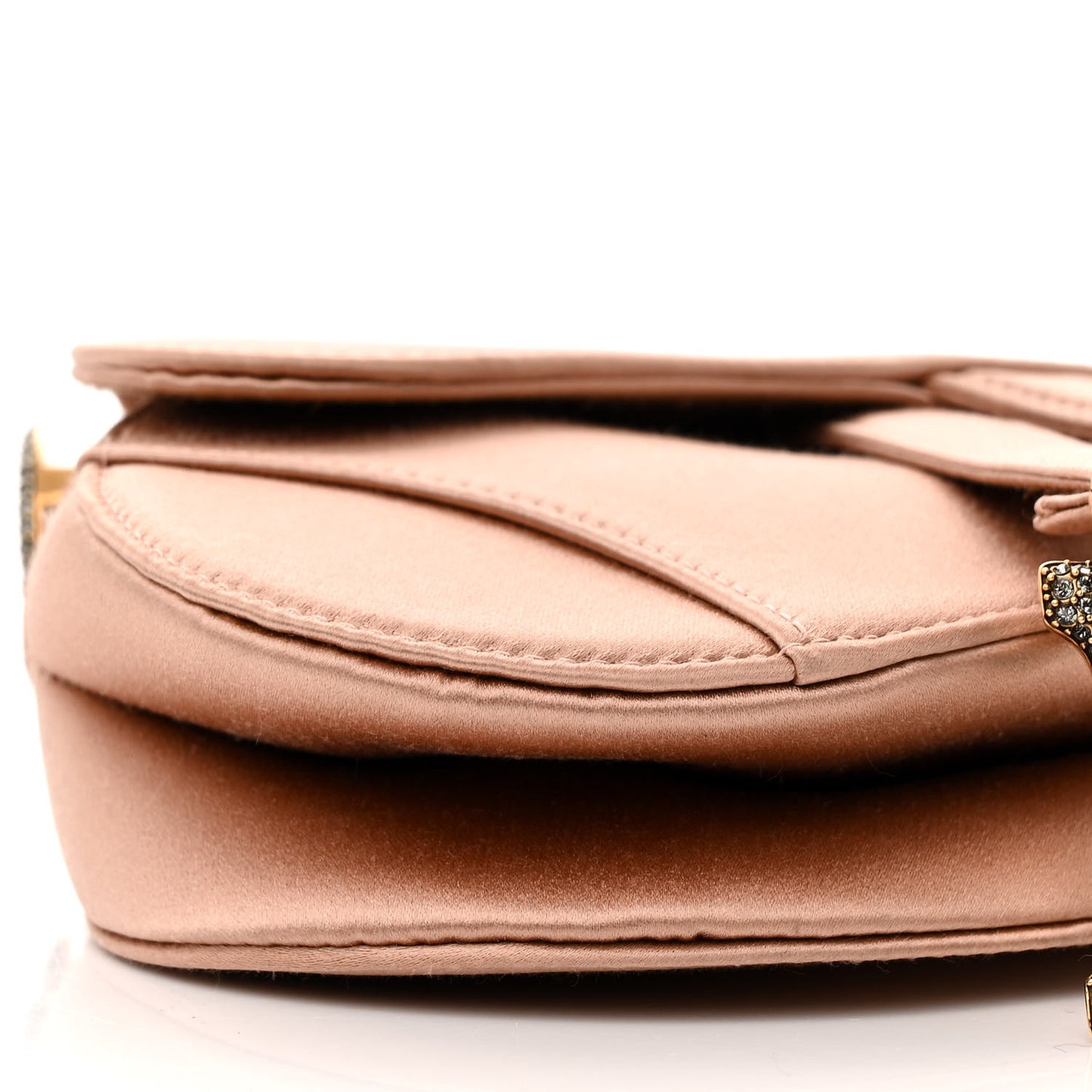 Satin Crystal Mini Saddle Bag Powder Beige