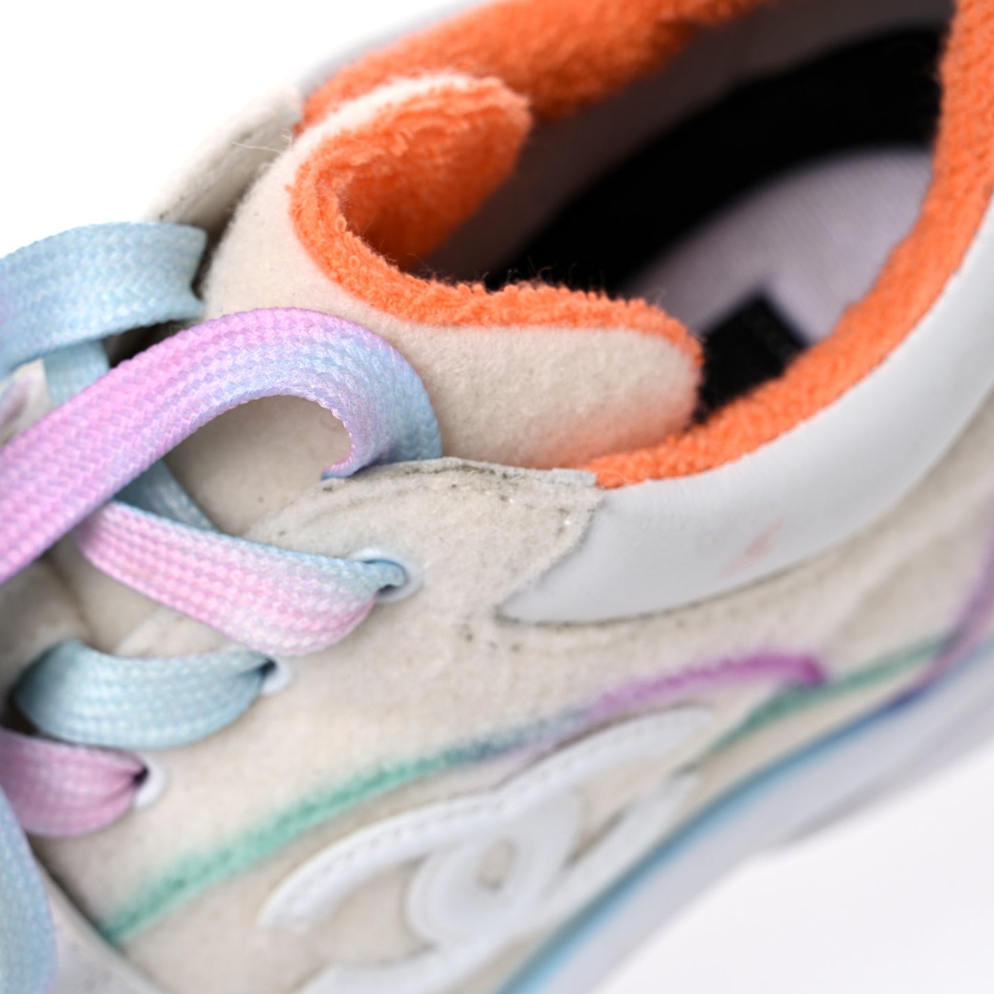 Wool Suede Calfskin CC Sneakers 38 Multicolor