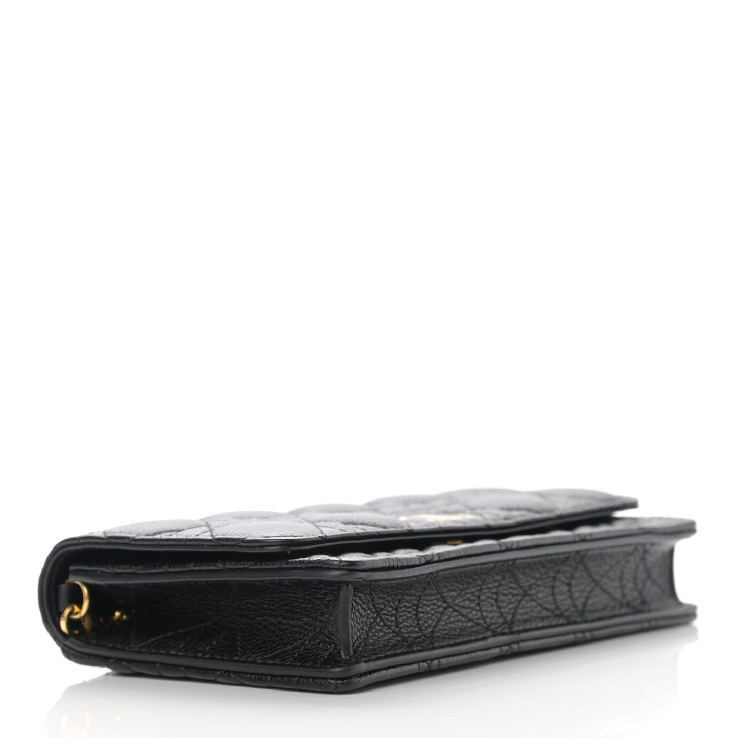 Supple Calfskin Caro Pouch with Chain Black