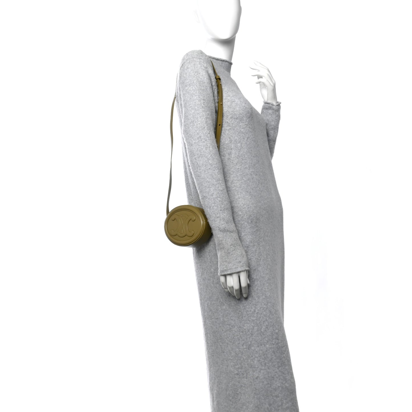 Smooth Calfskin Cuir Small Triomphe Oval Purse Crossbody Olive