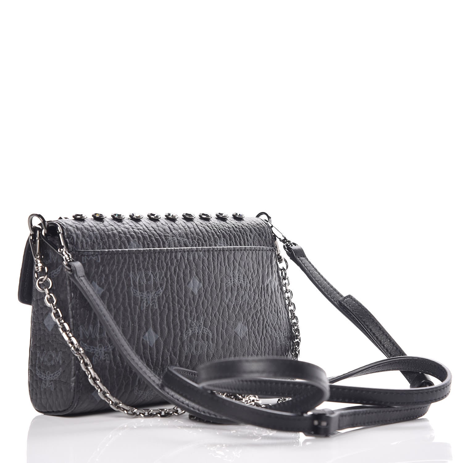 MCM Visetos Diamond Flap Crossbody Black 4 of 11