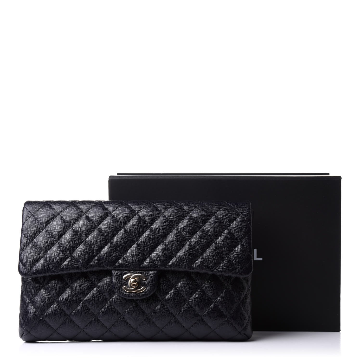 Chanel Caviar Quilted Flap Clutch Navy 12 of 12