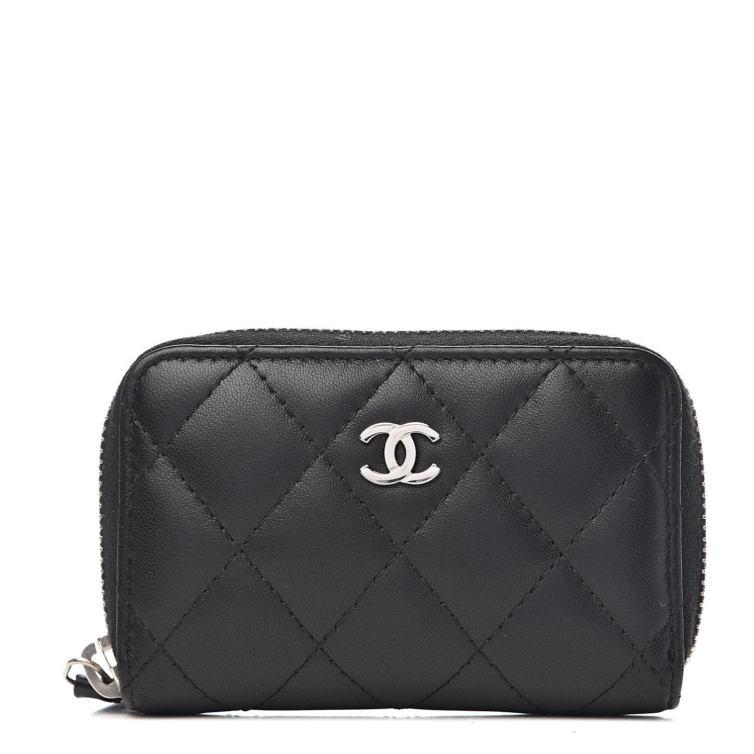 Chanel Lambskin Quilted Zip Coin Purse Black 1 of 9