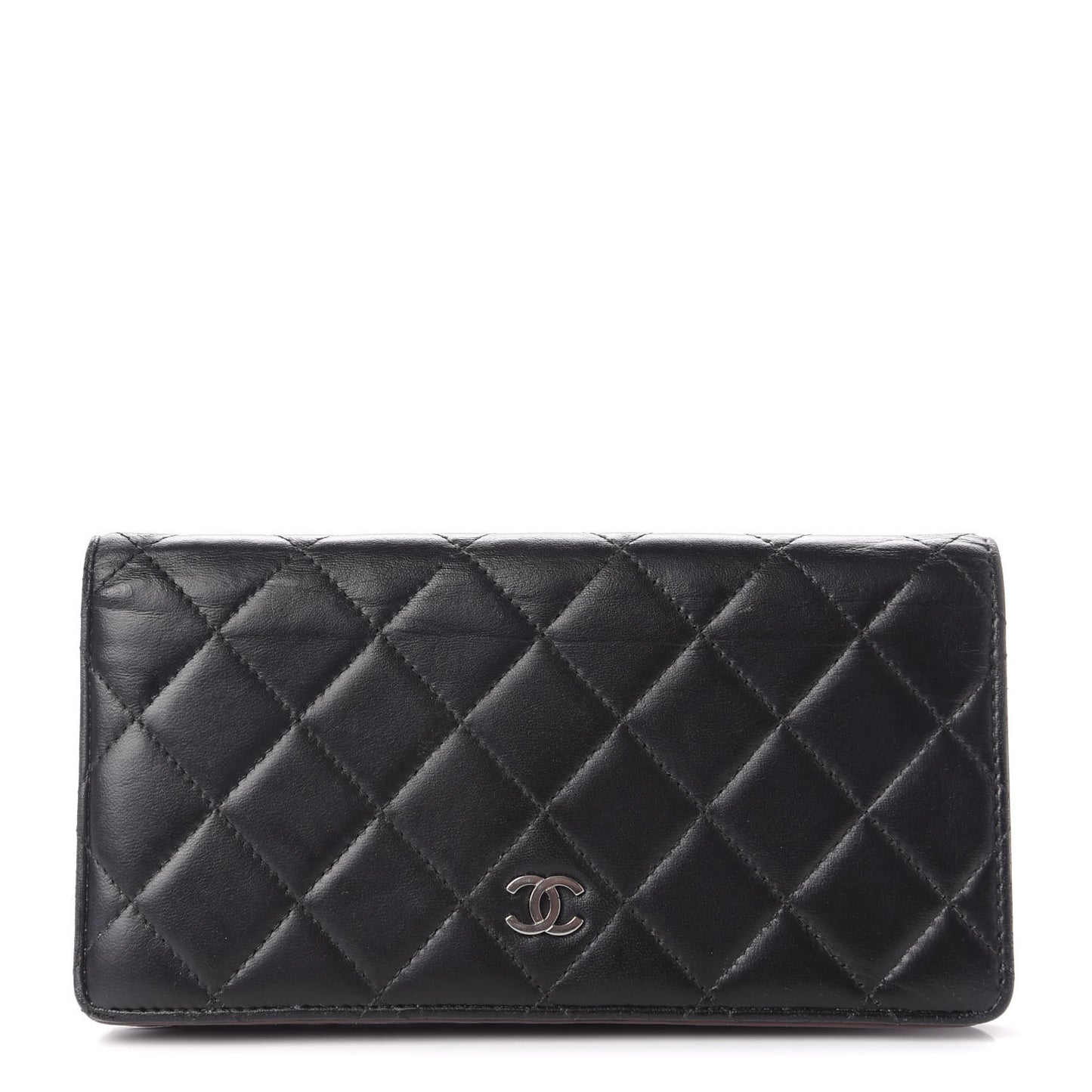 Lambskin Quilted Yen Wallet Black