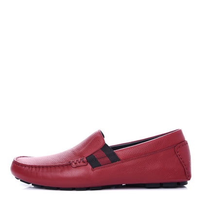 Gucci Calfskin Web Mens Driver Loafers 7.5 Red 1 of 11