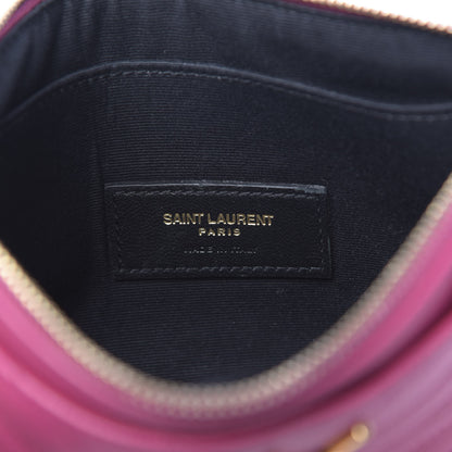 Saint Laurent Grain De Poudre Chevron Monogram Bill Pouch Bright Pink 8 of 9