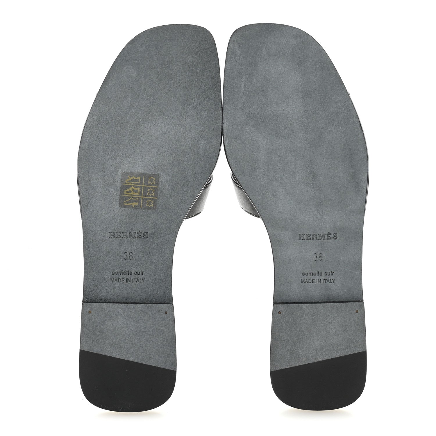 Hermes Box Calfskin Oran Sandals 38 Black 6 of 10