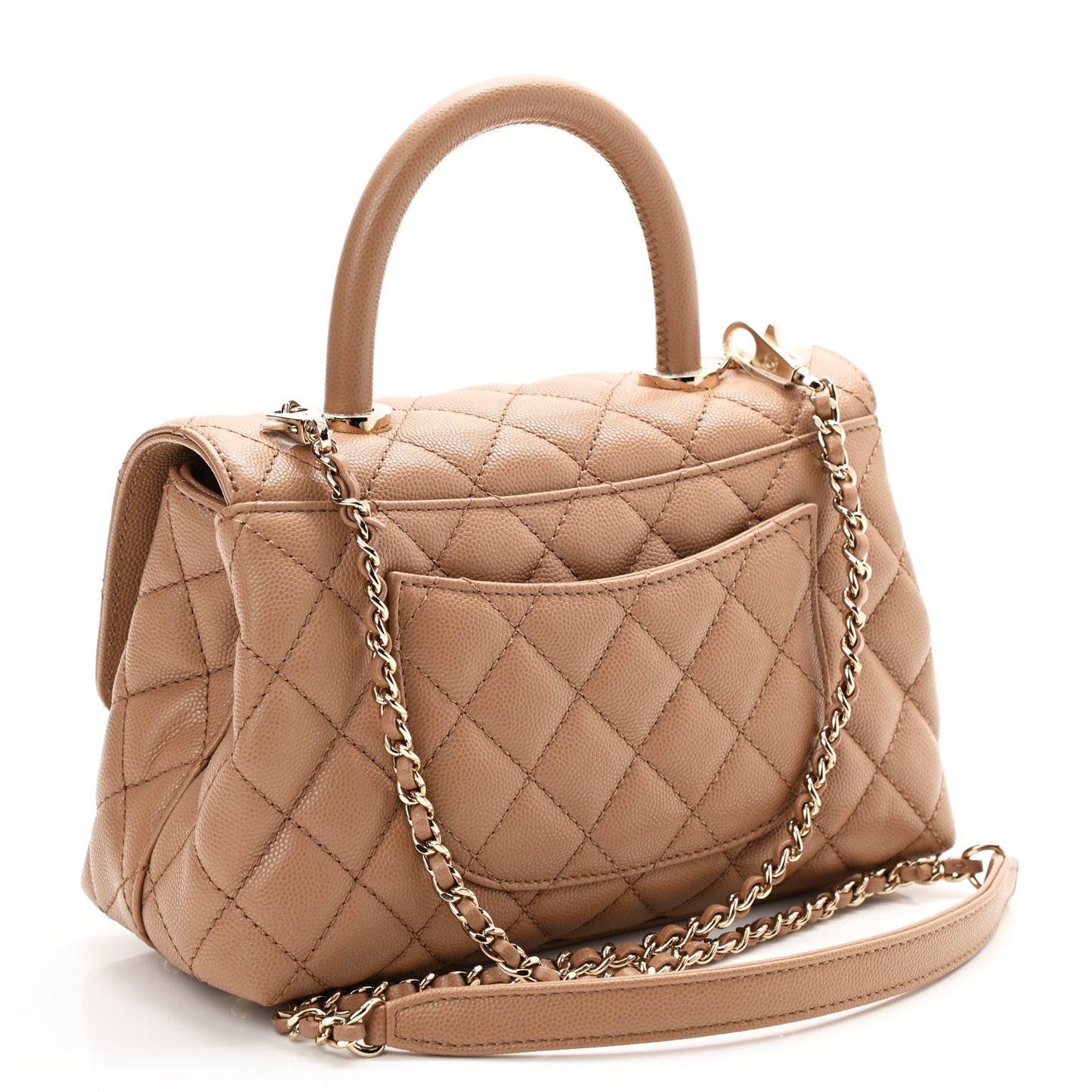 Caviar Quilted Mini Coco Handle Flap Brown