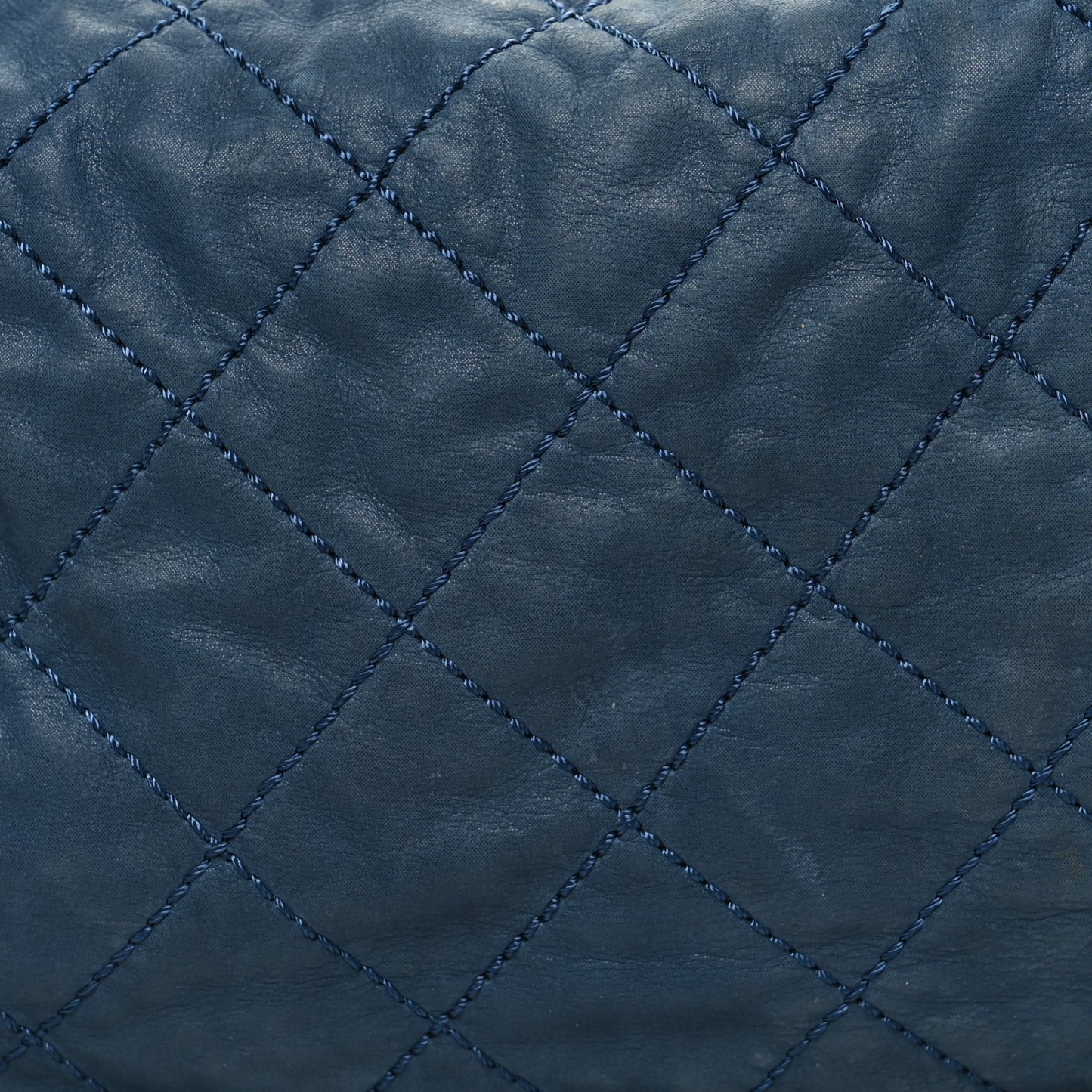 Iridescent Calfskin Quilted Daily Hobo Blue