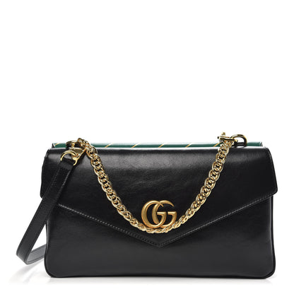 Gucci Calfskin Diagonal GG Medium Thiara Double Envelope Shoulder Bag Emerald Green Black 1 of 11