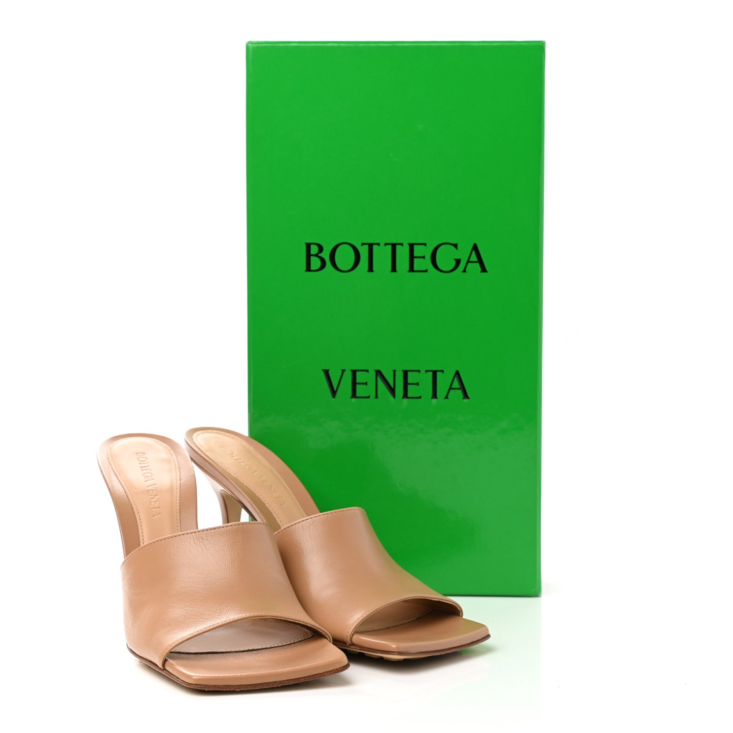 Lambskin Stretch Mule Sandals 37 Porridge