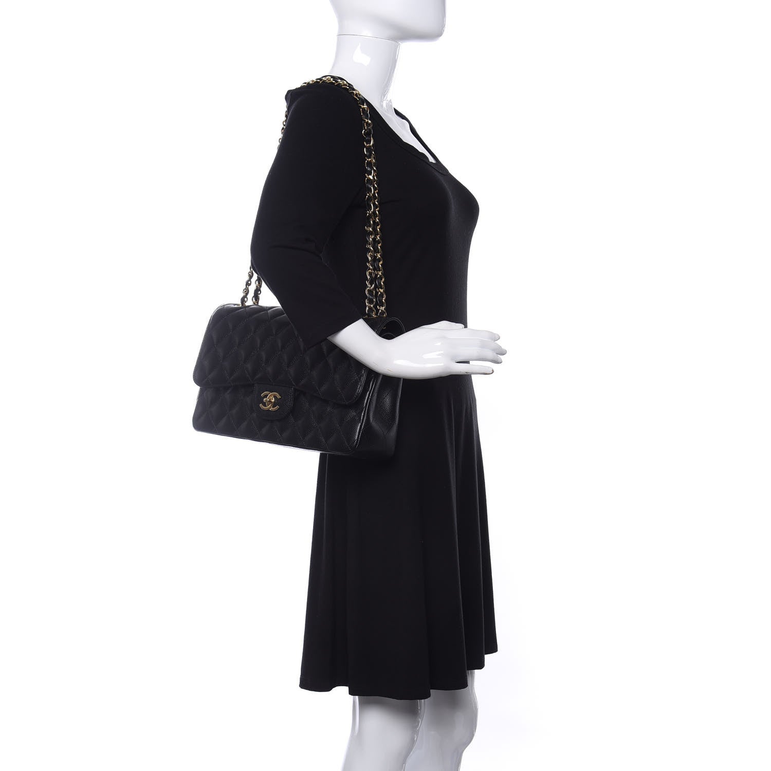Chanel Caviar Quilted Jumbo Double Flap Black 2 of 9