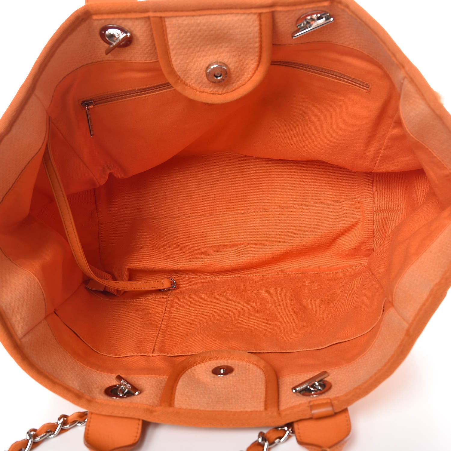Chanel Canvas Large Deauville Tote Orange 6 of 13