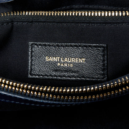 Saint Laurent Calfskin Y Quilted Monogram Medium Loulou Chain Satchel Deep Marine 7 of 11