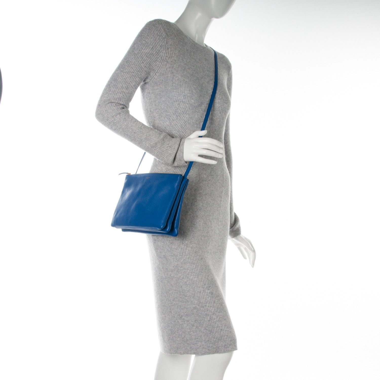 Celine Lambskin Large Trio Crossbody Bag Deep Blue 2 of 9
