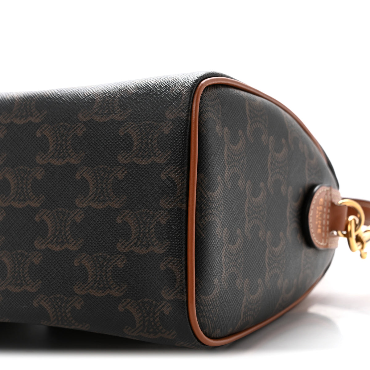 Triomphe Canvas Calfskin Small Boston Bag Tan