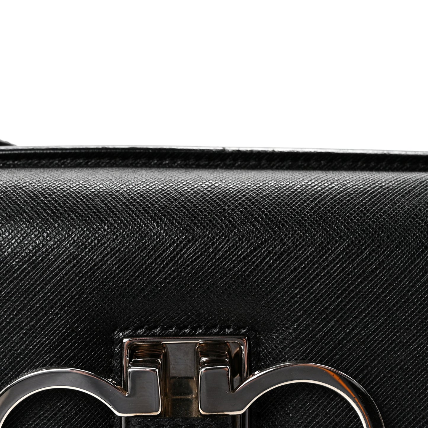 Calfskin Gancini 2-Way Top Handle Bag Black