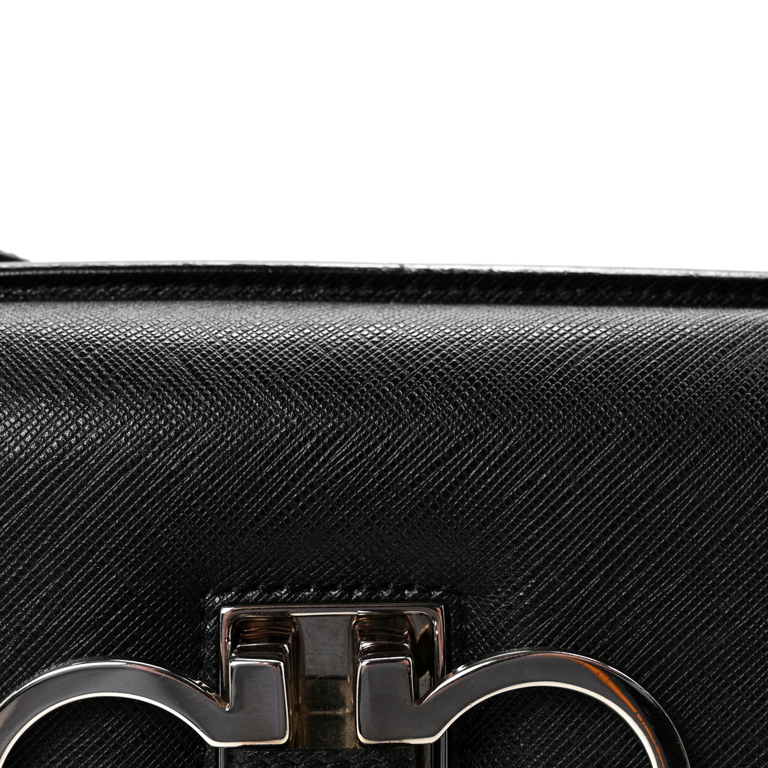 Salvatore Ferragamo Calfskin Gancini 2-Way Top Handle Bag Black 7 of 9