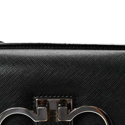 Salvatore Ferragamo Calfskin Gancini 2-Way Top Handle Bag Black 7 of 9