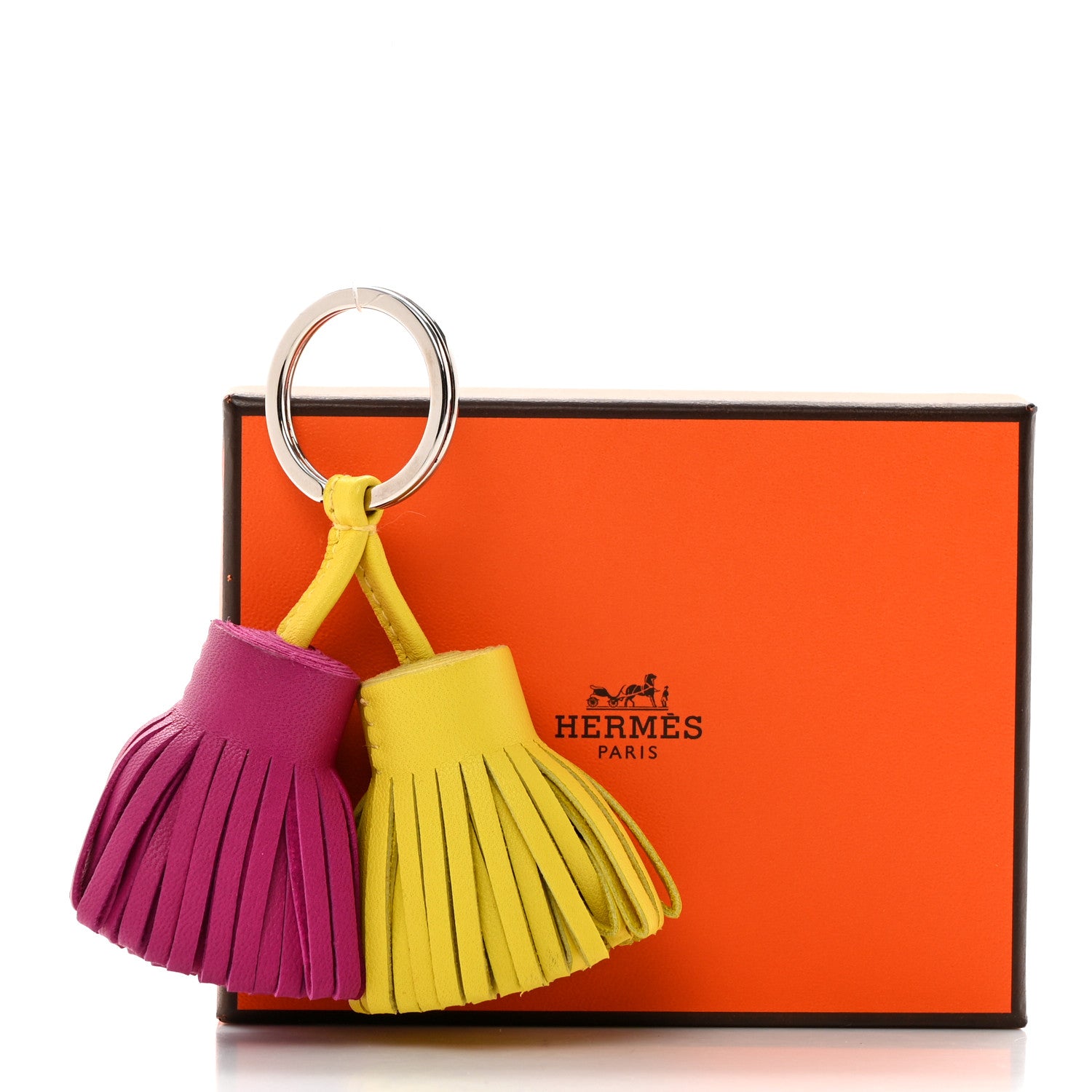 Hermes Lambskin Carmen Uno-Dos Key Holder Lime Rose Pourpre 5 of 5