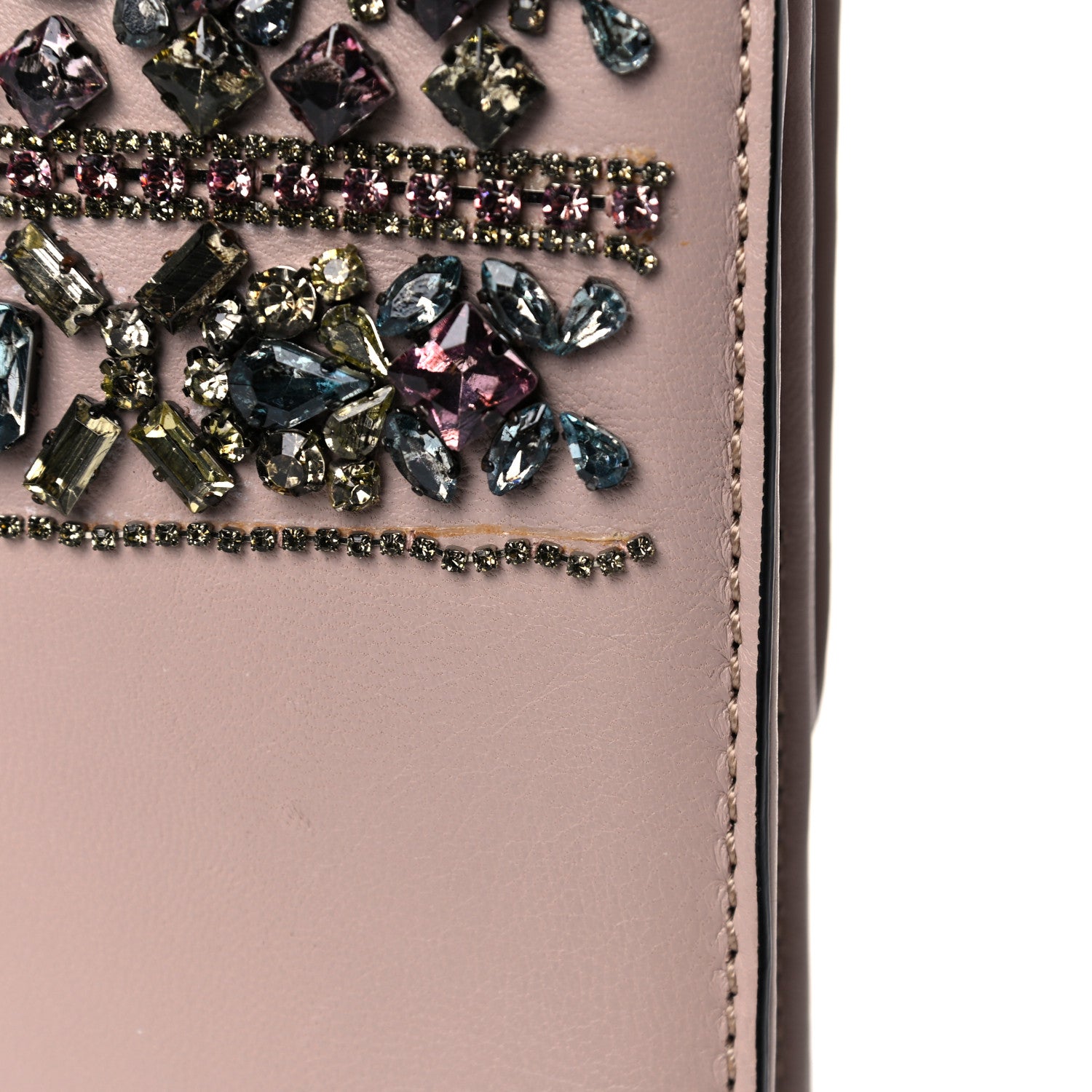 Valentino Garavani Vitello Crystal Embellished Medium Glam Lock Rockstud Flap Poudre 18 of 28