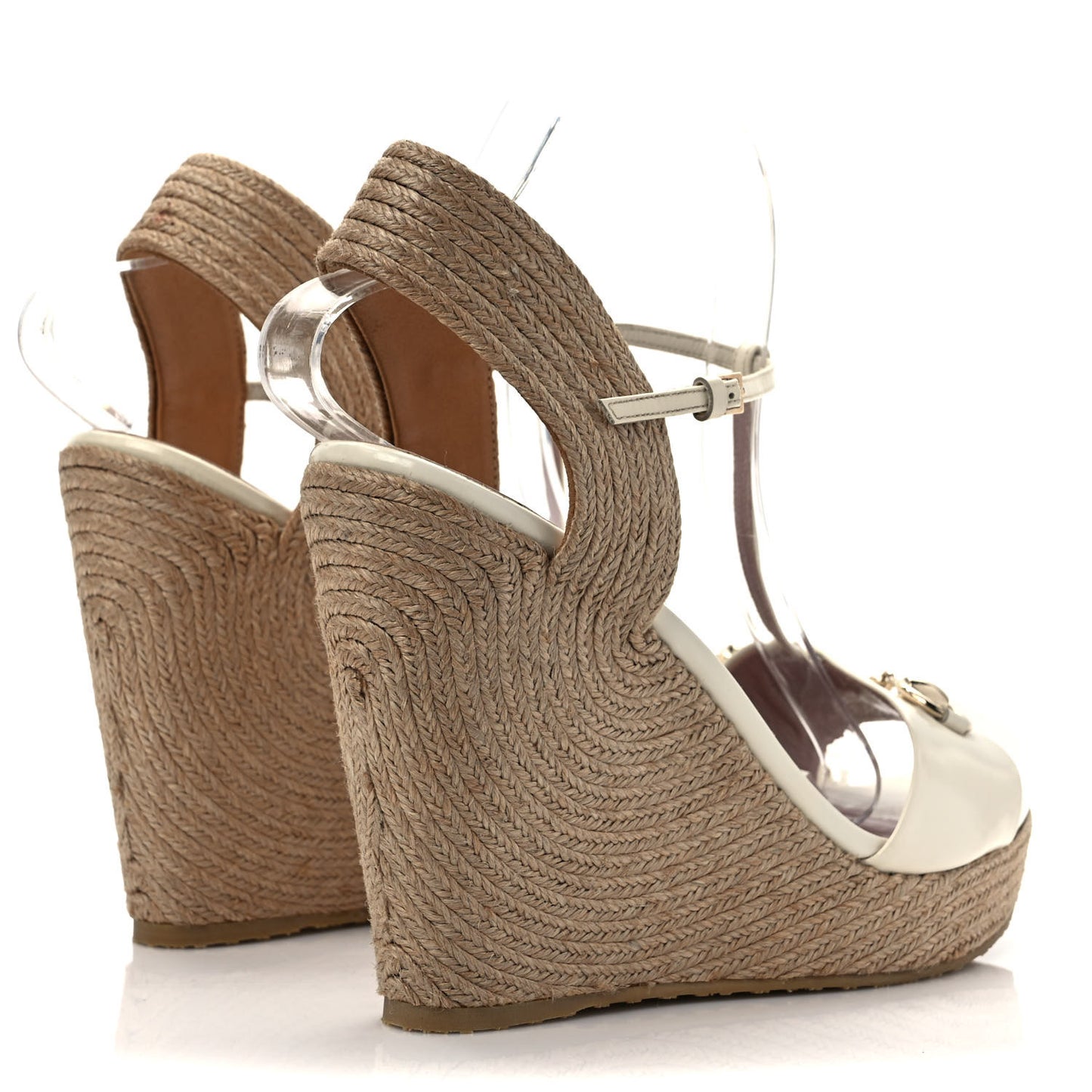 Kid Scamosciato Horsebit Platform Espadrille Wedge Sandals 41.5 Cream