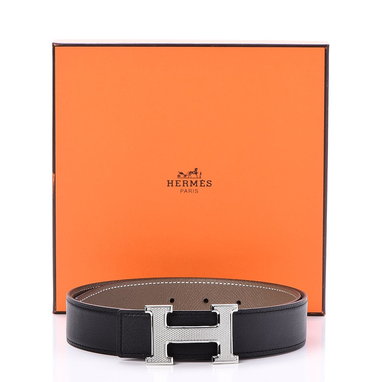 Swift Togo 32mm Guilloche H Belt 75 Black Etoupe