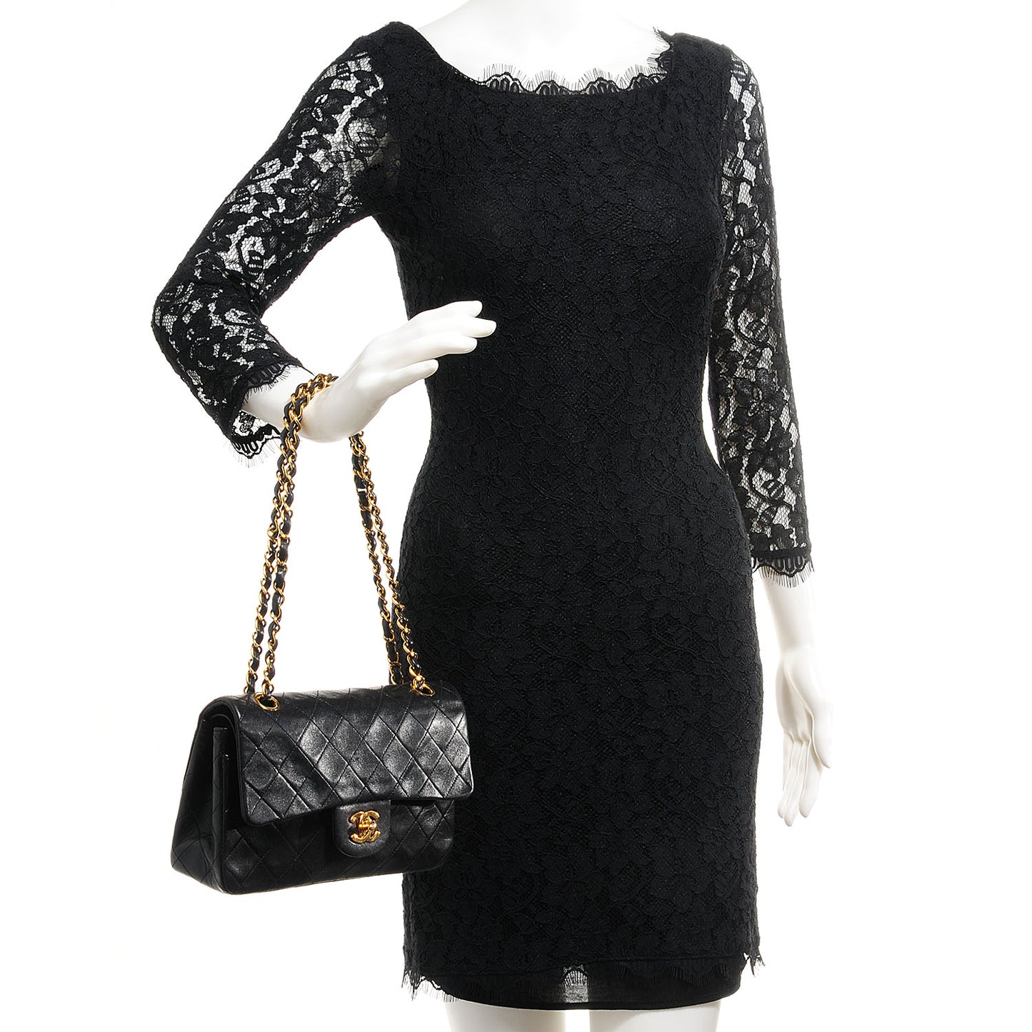 Lambskin Quilted Small Double Flap Black