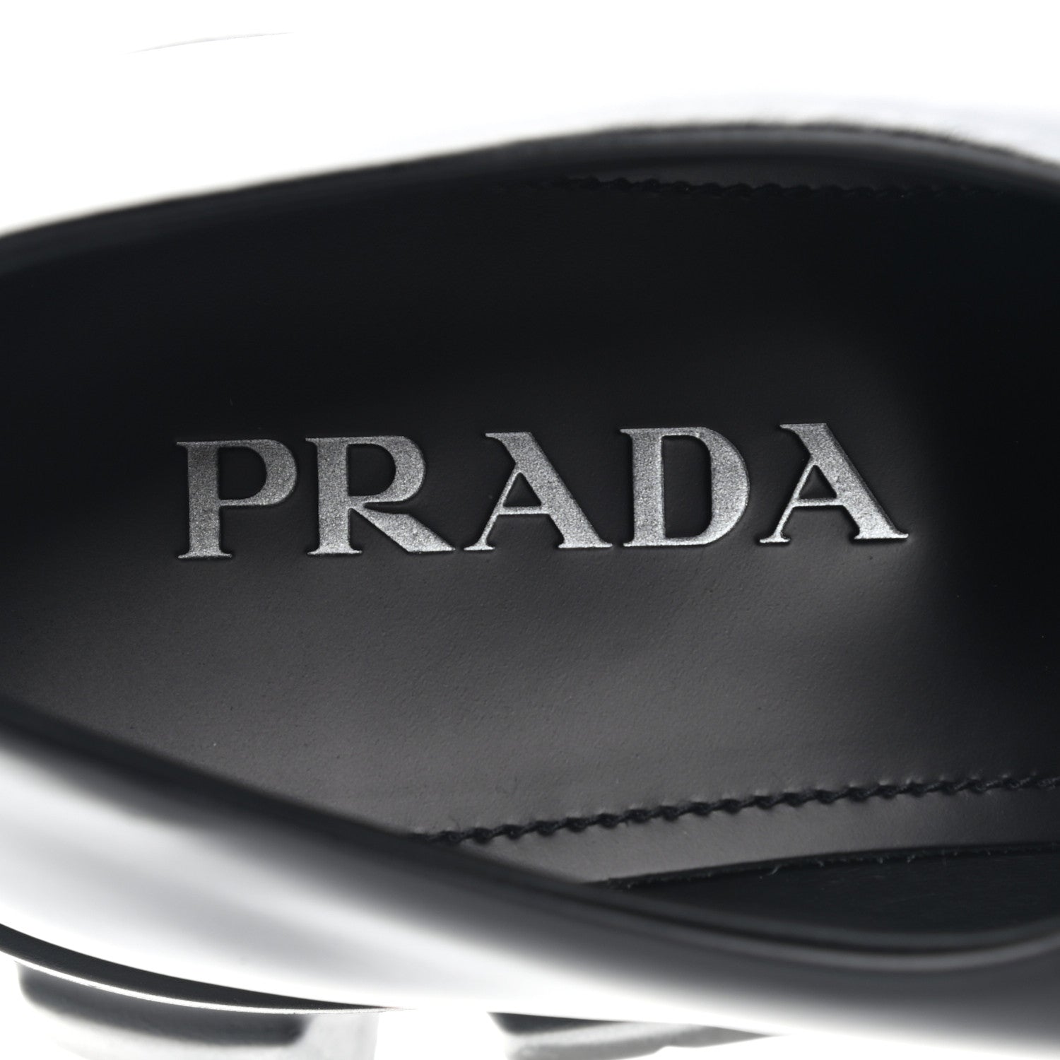 Prada Spazzolato Rois Metal Triangle Logo Mens Monolith 60mm Loafers 6 Black 7 of 11