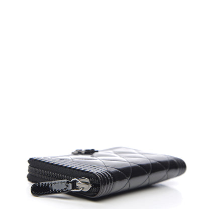 Chanel Patent Quilted Small Boy Zip Around Wallet Black 3 of 7