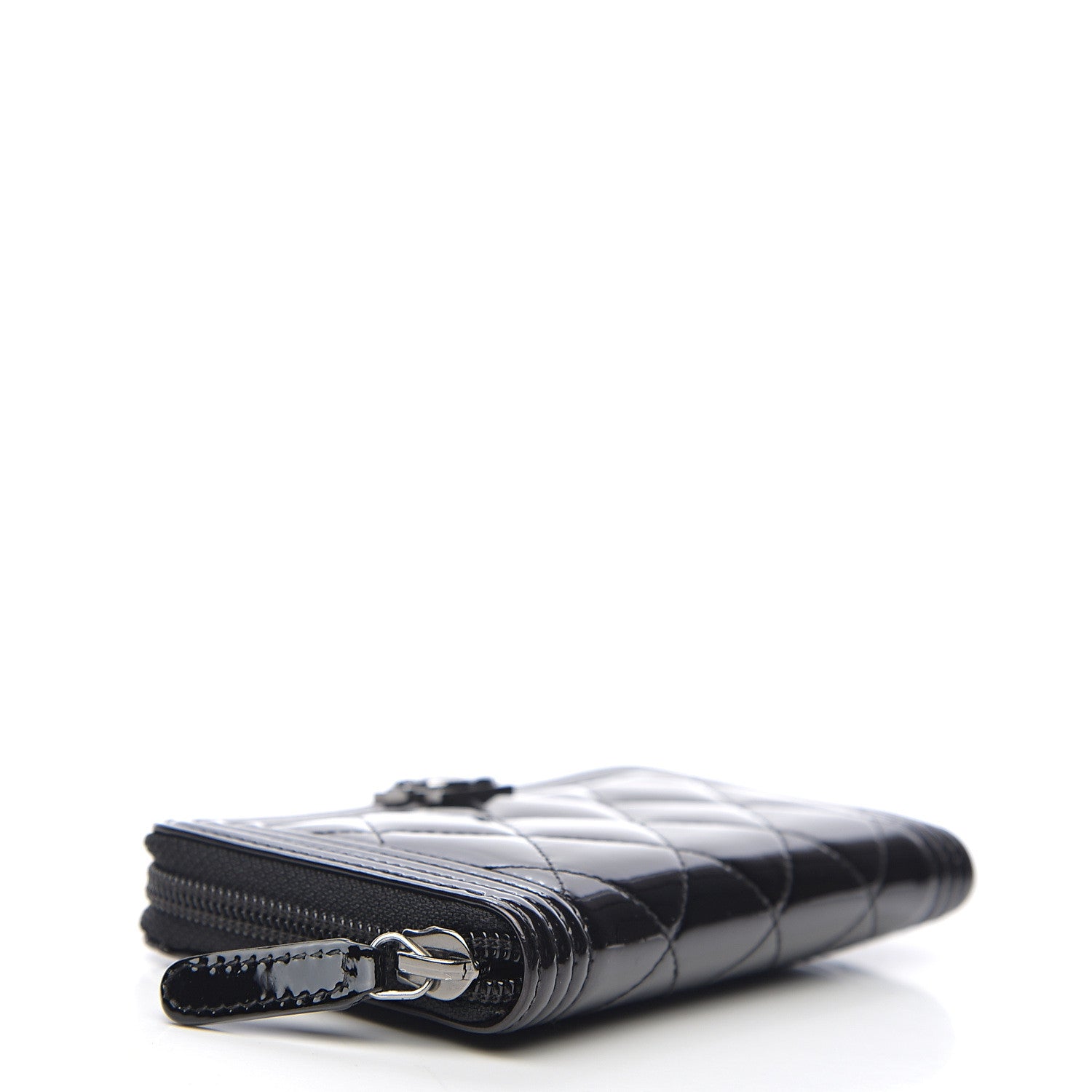 Chanel Patent Quilted Small Boy Zip Around Wallet Black 3 of 7