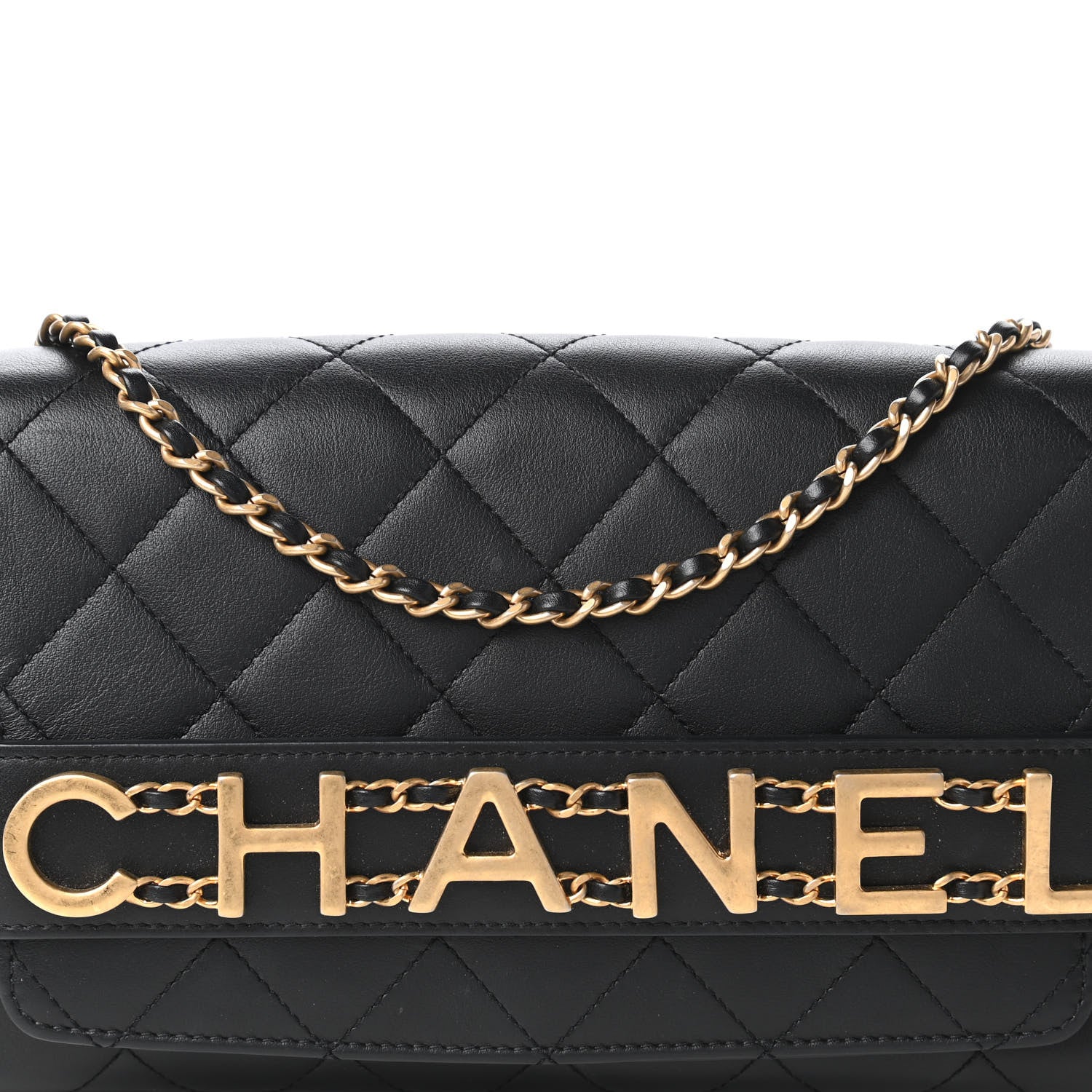 Chanel Calfskin Quilted Enchained Clutch Black 10 of 10