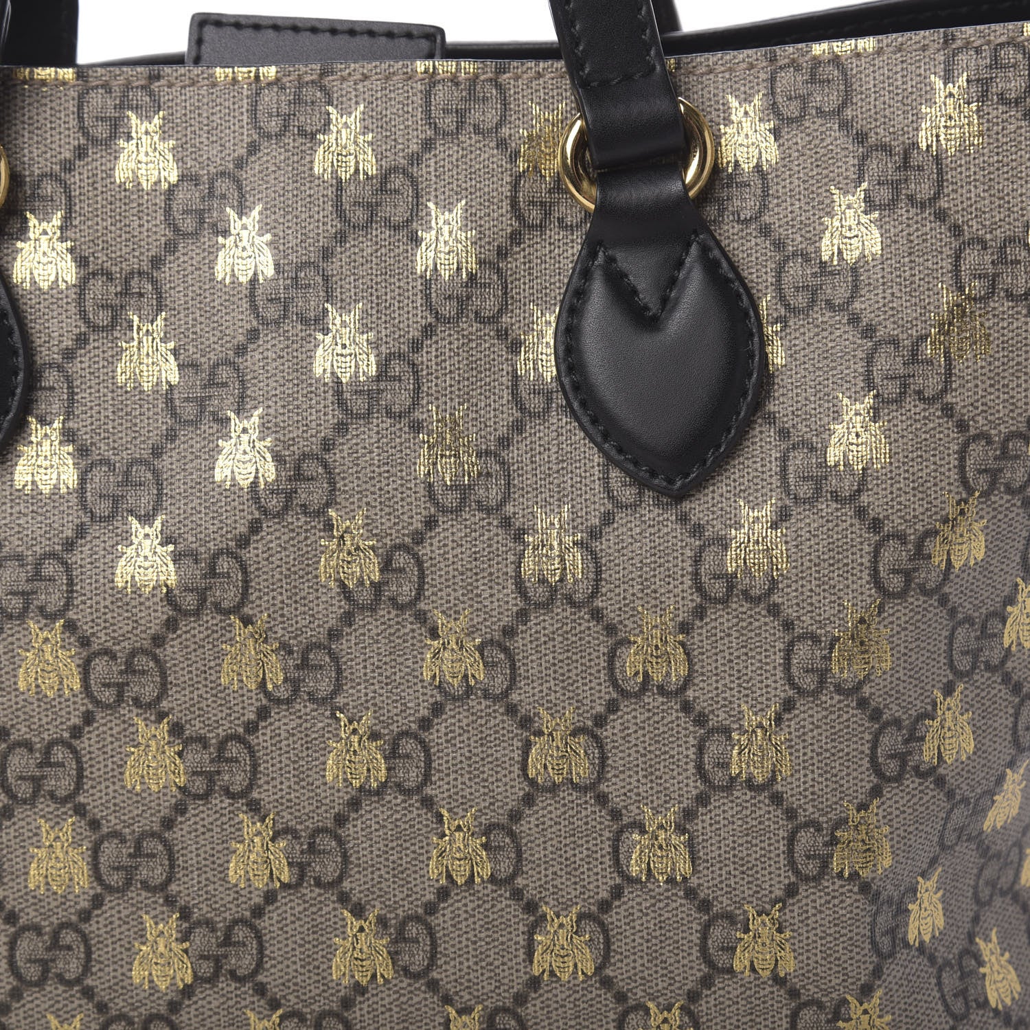 Gucci Soft GG Supreme Monogram Bees Small Crossbody Tote Beige Oro Black 9 of 9