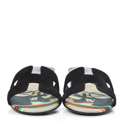 Hermes Suede Oasis Sandals 36 Black 2 of 8