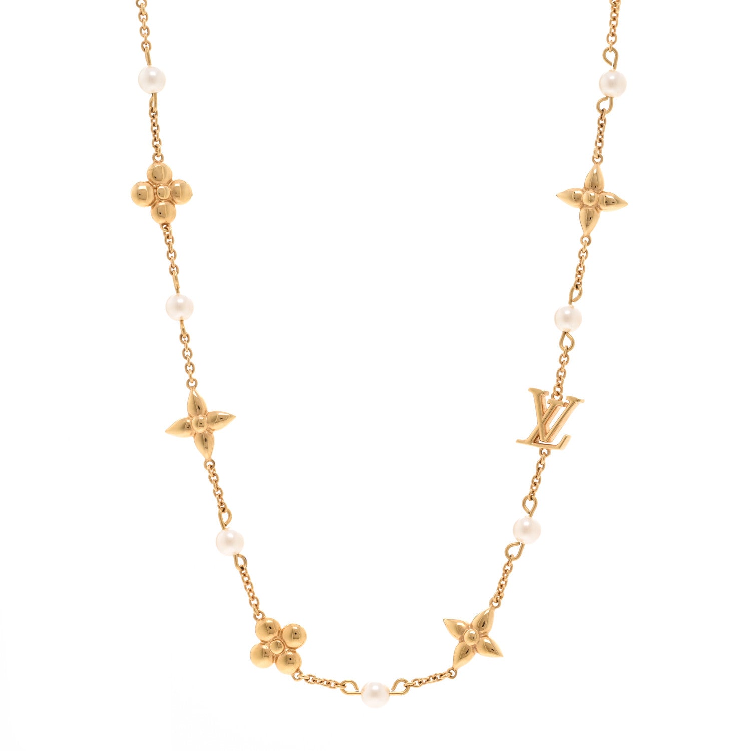 Louis Vuitton Metal Resin Louisa Necklace Gold 1 of 6