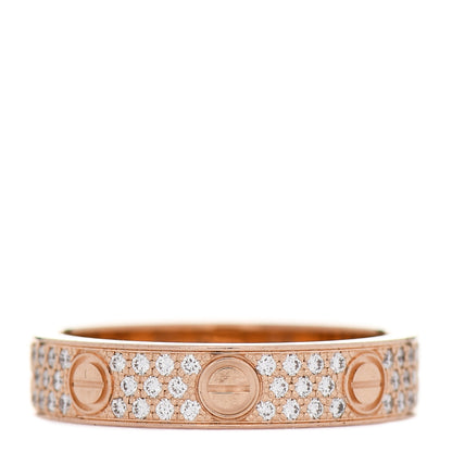 Cartier 18K Pink Gold Diamond 4mm LOVE Wedding Paved Band Ring 50 5.25 1 of 4