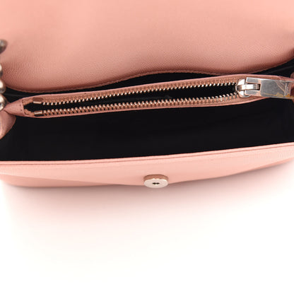 Saint Laurent Grain De Poudre Small West Hollywood Monogram Fold-Over Bag Pale Blush 5 of 9