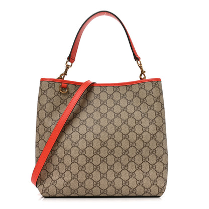 Gucci GG Supreme Monogram Medium Emblem Bucket Bag Beige Orange 1 of 9
