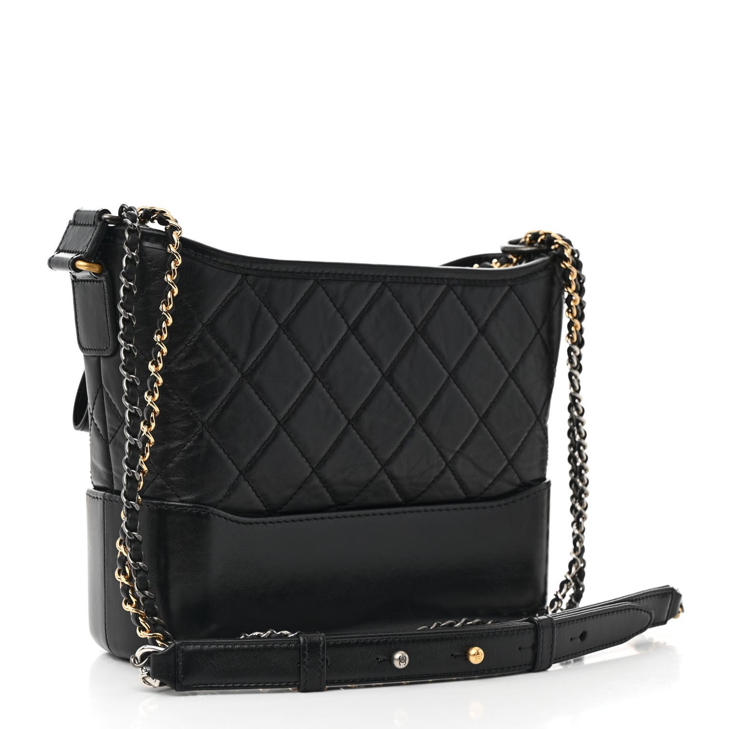 Aged Calfskin Quilted New Medium Gabrielle Hobo Black