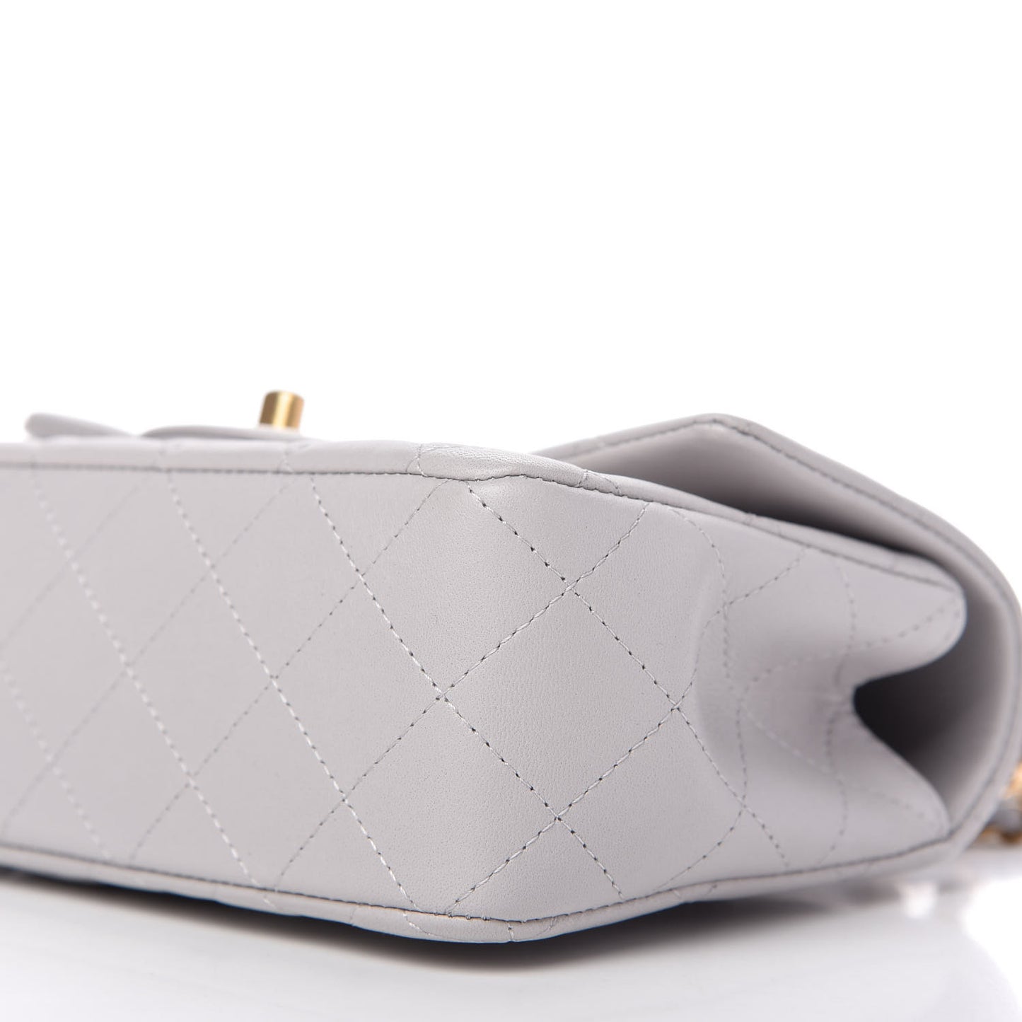 Lambskin Quilted Mini Top Handle Rectangular Flap Grey