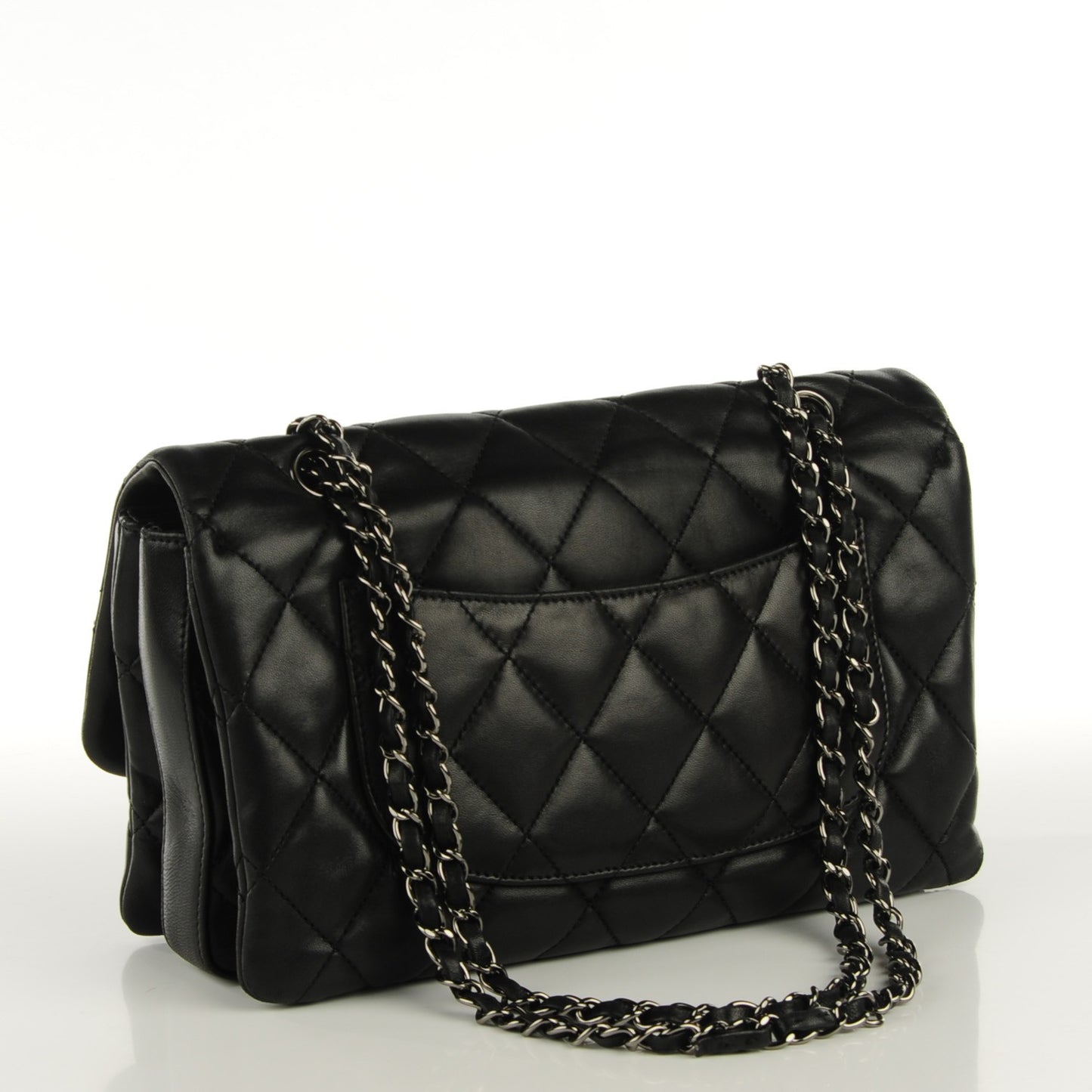 Lambskin Quilted Large 3 Flap Black