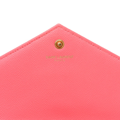 Saint Laurent Grain De Poudre Matelasse Chevron Monogram Chain Wallet Rose Clair 6 of 14