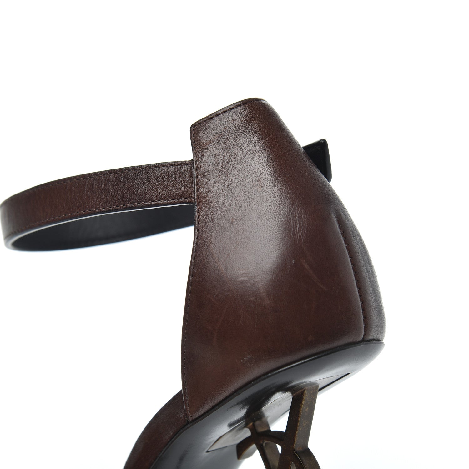 Saint Laurent Calfskin Opyum Sandals 37 Brown 13 of 16