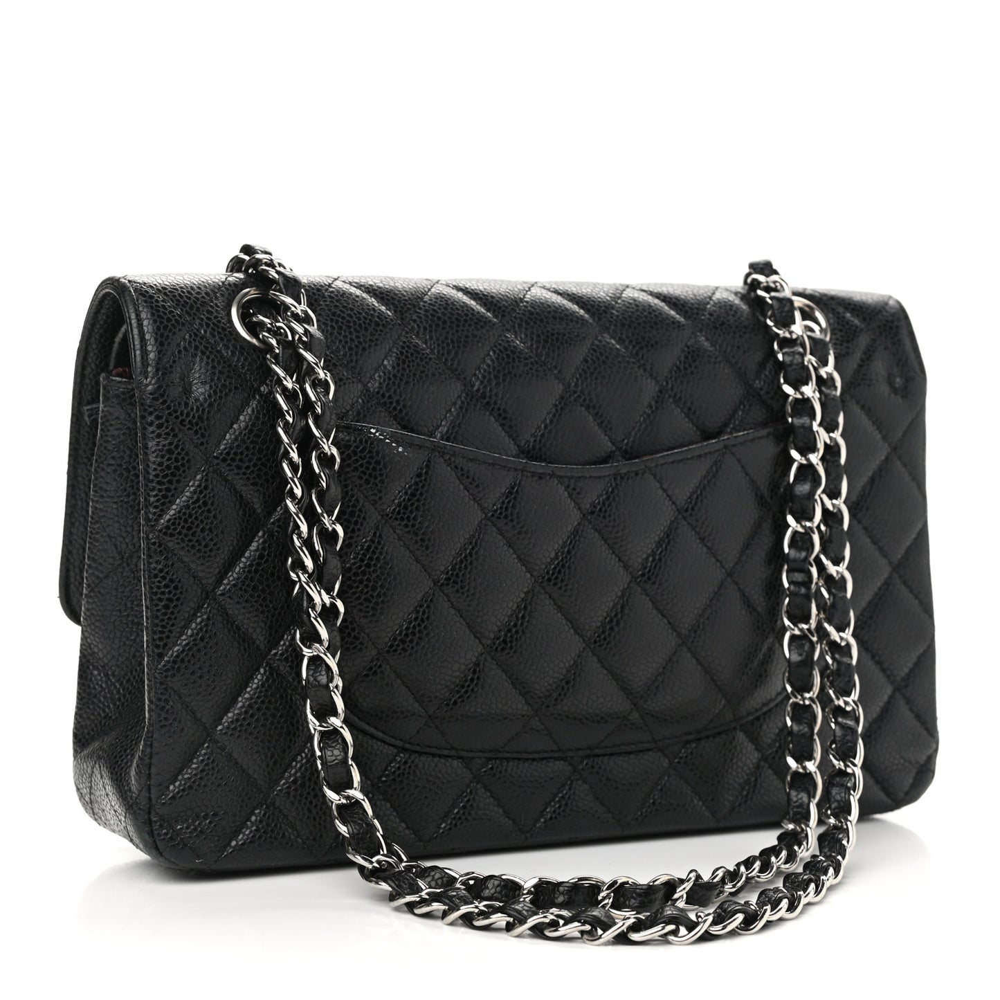 Caviar Quilted Medium Double Flap Black