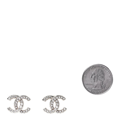 Chanel Crystal Pearl CC Earrings Silver 2 of 4