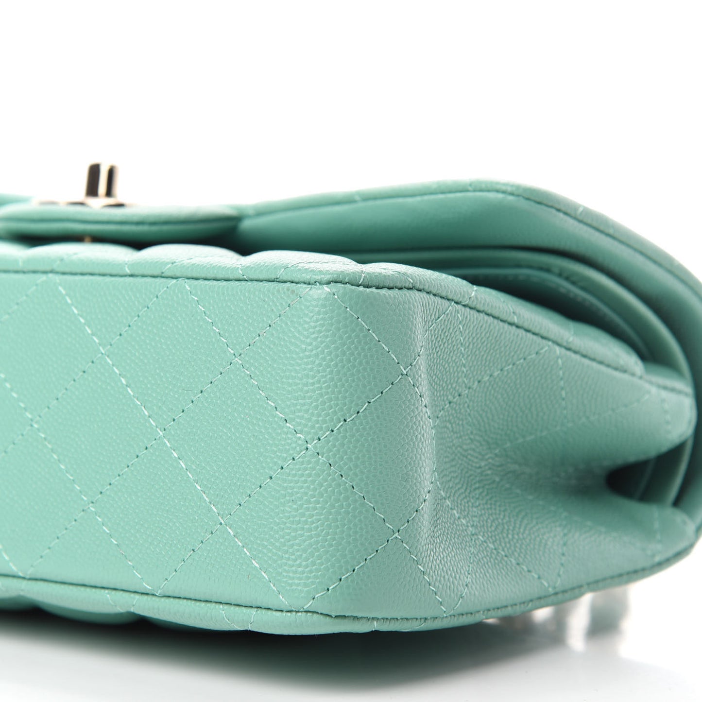 Caviar Quilted Small Double Flap Light Green