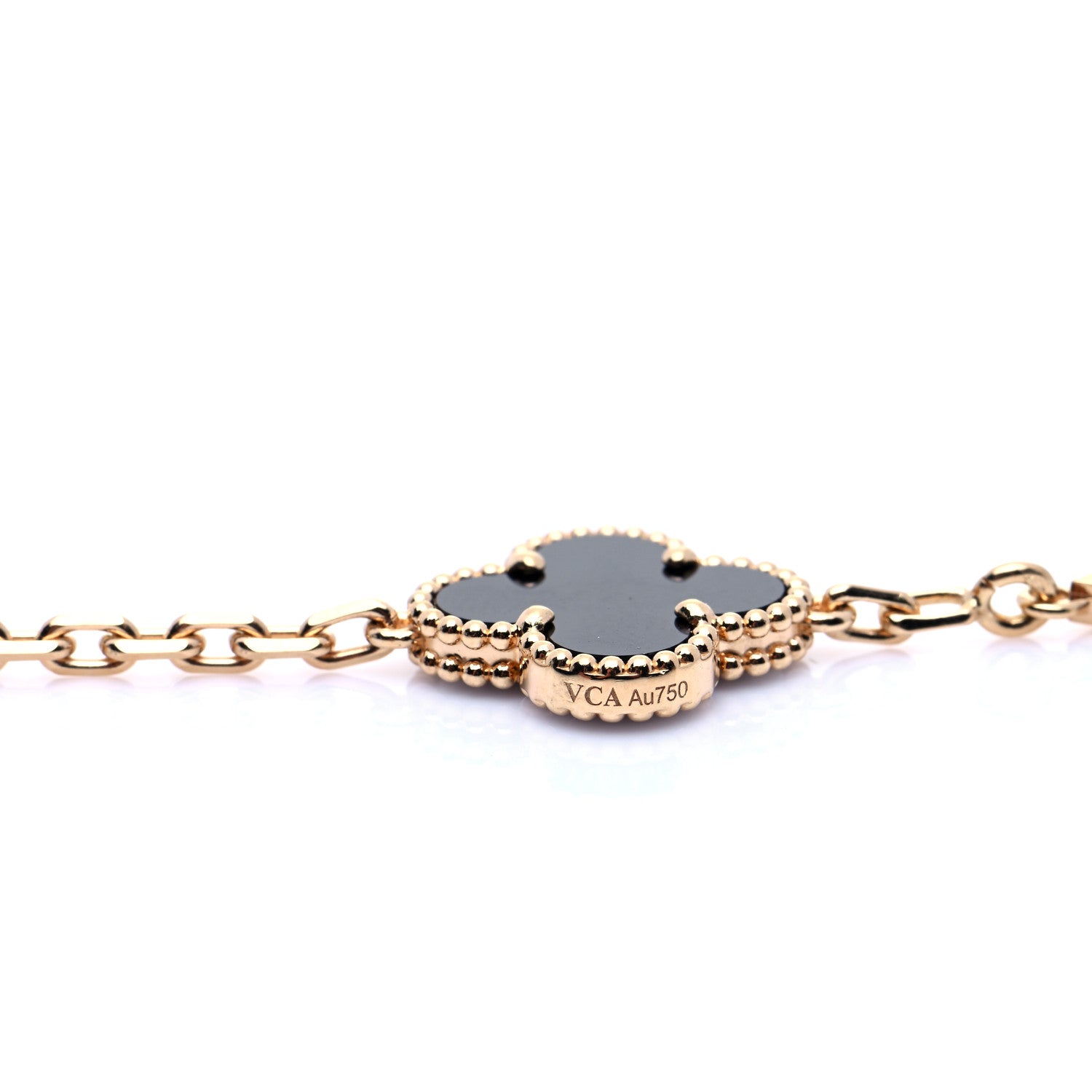 Van Cleef & Arpels 18K Yellow Gold Black Onyx 5 Motifs Vintage Alhambra Bracelet 6 of 9